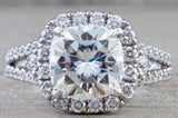 Split Shank Cushion Moissanite Ring 8.5mm M3072