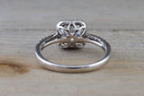 Lab Grown Diamond Clover Halo Cushion Moissanite Diamond Engagement Ring M3065