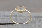 Yellow Topaz Gold Oval Bezel Band Minimalist Birthstone Ring