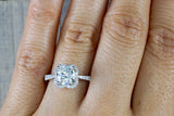 Lab Grown Diamond Clover Halo Cushion Moissanite Diamond Engagement Ring M3065