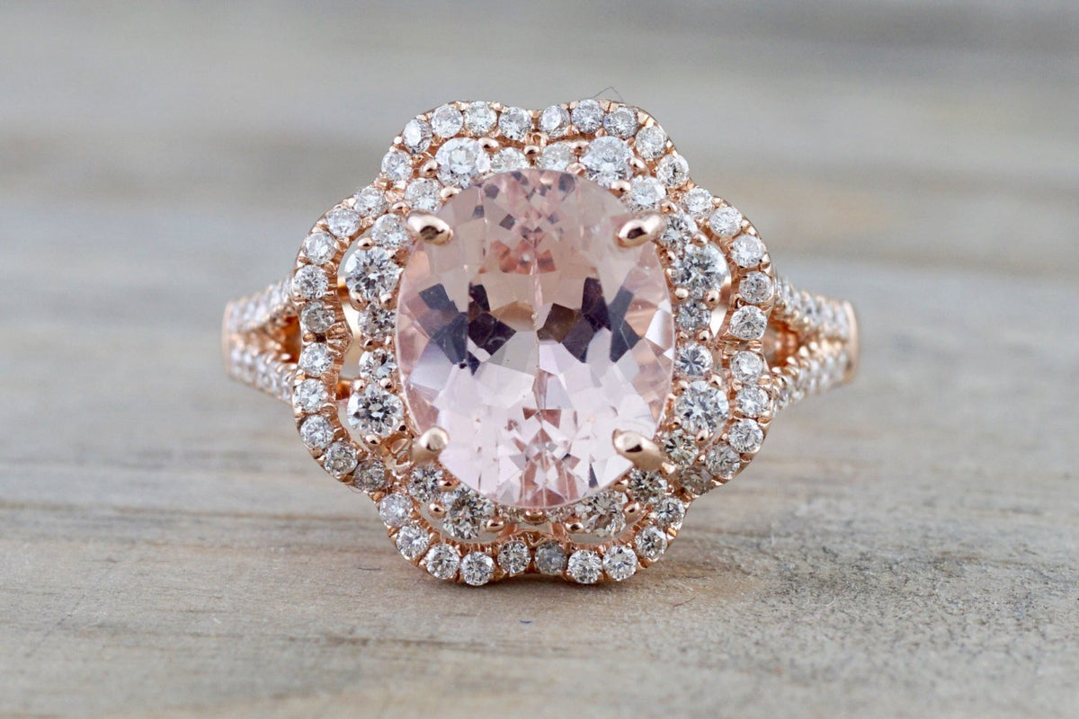 Pink Gold Rose Engagement Ring