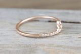 14k Solid Rose Gold Diamond Nail Fashion Ring Band Dainty Stackable Stacking