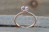 Victoria 14k Rose gold Morganite Under Halo Ring Engagement M3002