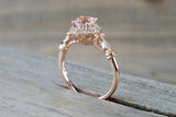 Clovis Art Deco Round Shape Morganite Ring M3066