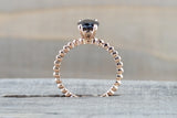 14k Rose Gold Black Onyx Engagement Promise Ring Rope Bead