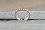 14k Gold Pink Sapphire Eternity Band Ring 2.1mm B10079
