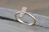 14k Rose Gold Fashion Baguette Diamond Straight Band Ring