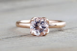 14k Rose Gold Round Morganite Pink Classic flower petal Solitaire Engagement Ring