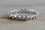 14k White Gold Round Cut Diamond Bezel Full Eternity Wedding Anniversary Promise Band Ring