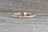 14k Rose Gold Diamond Vintage Milgrain Bezel Band Ring Wedding