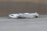 14k White Gold Diamond Pave Rope Twist Curve Polished Stackable Ring Band Wedding Promise Anniversary Fashion Rope Twist Open Curve