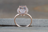 10x8 Oval Morganite Diamond Halo Ring