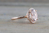 10x8 Oval Morganite Diamond Halo Ring