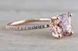 14k Gold Dainty Cushion Morganite Under Hidden Halo Diamond Ring 8mm ASPER1430028