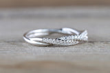 14k White Gold Diamond Pave Rope Twist Curve Polished Stackable Ring Band Wedding Promise Anniversary Fashion Rope Twist Open Curve