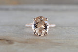 14k Gold Encrusted Under Halo Micro Pave 3 Face Oval Morganite Ring 12x10 ASPER1430030