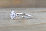 2 carat Oval Lab Grown Diamond Moissanite Victoria Hidden Under Halo Oval 9x7mm Ring M3079