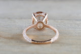 14k Gold Encrusted Under Halo Micro Pave 3 Face Oval Morganite Ring 12x10 ASPER1430030