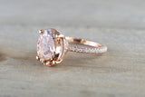 14k Gold Encrusted Under Halo Micro Pave 3 Face Oval Morganite Ring 12x10 ASPER1430030