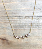 18k Yellow Gold Staggered Baguette Diamond Necklace Pendant Charm