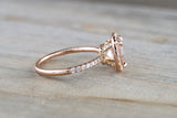 Cushion Halo with Round Morganite Ring