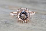 Cushion Halo with Round Morganite Ring