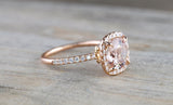 Cushion Halo with Round Morganite Ring