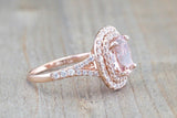 Double Halo Elongated Cushion Cut 9x7mm Morganite M3090