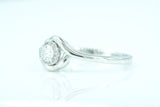 18k White Gold Twist Curve Wrapped Round Halo Diamond Engagement Promise Ring Anniversary Solitaire Classic Design