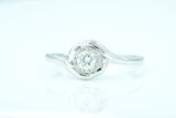 18k White Gold Twist Curve Wrapped Round Halo Diamond Engagement Promise Ring Anniversary Solitaire Classic Design
