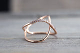 X Cross 14k Rose Gold Diamond Adjustable Love Promise Ring Band Shaped Large Fashion