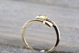 14k Solid Yellow Gold Diamond Open Arrow Ring Band Fashion Twist