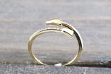 14k Solid Yellow Gold Diamond Open Arrow Ring Band Fashion Twist