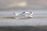 14K White Gold Diamond Cross X Infinity Twist Fashion Promise Anniversary Engagement Wedding Love Ring