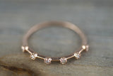 14kt Rose Gold Diamond Vine Large Ring Vintage Design Milgrain Bezel Band