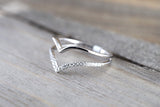 14k White Gold Arrow Double Row Diamond Fashion Ring Pointer Band