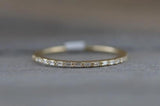 Gold Dainty Thin Baguette Rectangle Diamond Band 1mm B10018