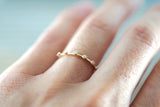 14kt Rose Gold Diamond Vine Large Ring Vintage Design Milgrain Bezel Band