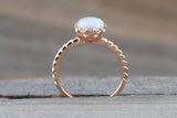 Melrose Fire Opal 14k Rose Gold Round Engagement Ring Wedding October Birthstone