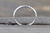 14k Solid White Gold Diamond Hammered Ring Band Matte Brushed