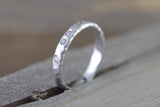14k Solid White Gold Diamond Hammered Ring Band Matte Brushed