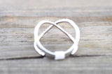 X Cross 14k White Gold Diamond Adjustable Love Promise Ring Band Shaped Large Fashion 0.30 carats