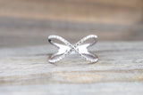 X Cross 14k White Gold Diamond Adjustable Love Promise Ring Band Shaped Large Fashion 0.30 carats