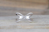 X Cross 14k White Gold Diamond Adjustable Love Promise Ring Band Shaped Large Fashion 0.30 carats