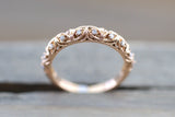 14kt Rose Gold Diamond Milgrain Etching Vintage Wedding Engagement Anniversary Band Ring