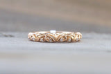 14kt Rose Gold Diamond Milgrain Etching Vintage Wedding Engagement Anniversary Band Ring