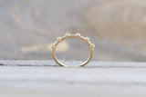 14kt Yellow Gold Diamond Vine Ring Crown Design Classic Milgrain Infinity Bezel Band
