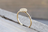 14k Solid Gold Disk Diamond Pave Circle Round Diamond Ring FR01003