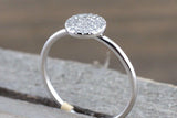14k Solid Gold Disk Diamond Pave Circle Round Diamond Ring FR01003