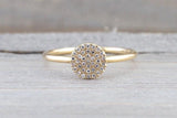 14k Solid Gold Disk Diamond Pave Circle Round Diamond Ring FR01003
